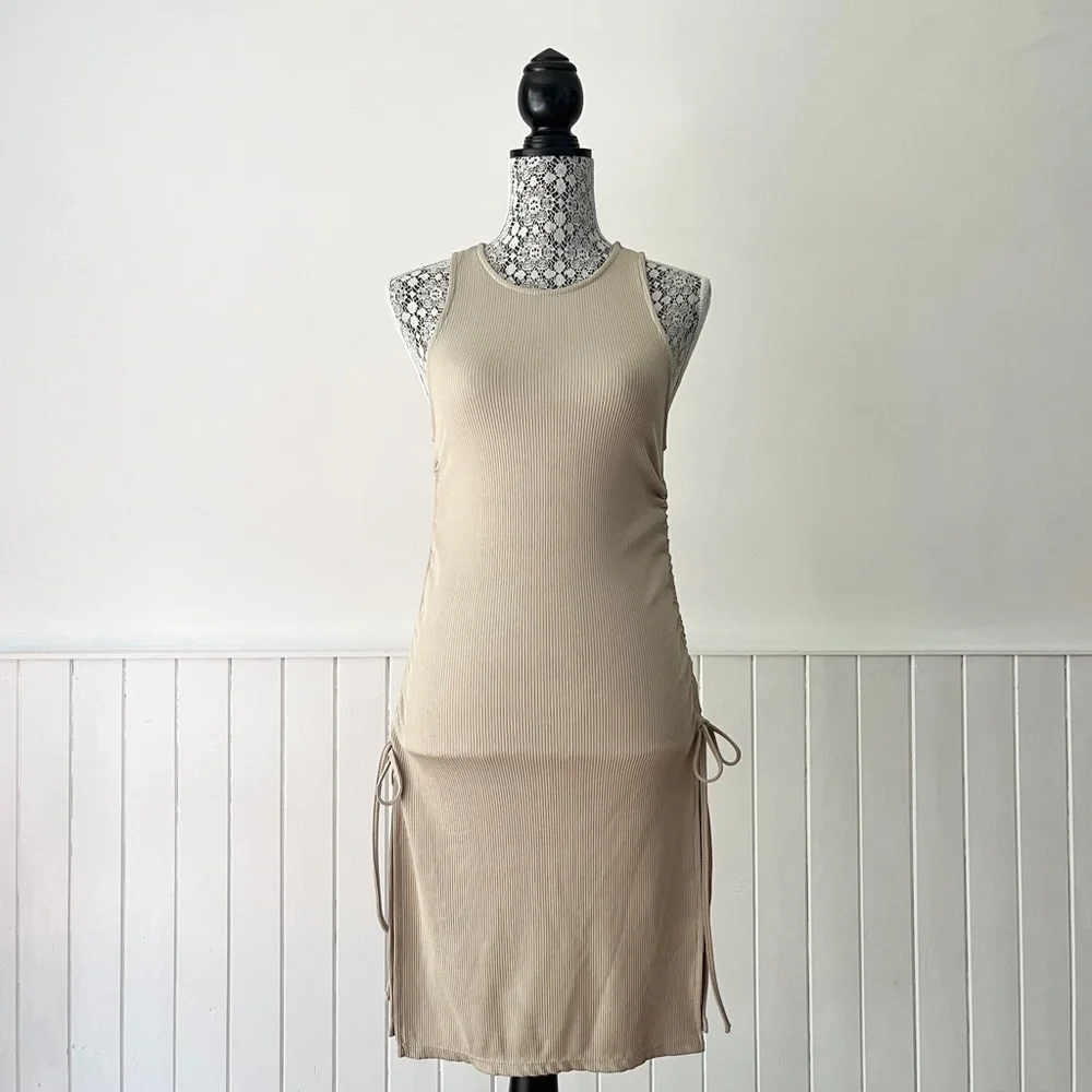 ribbed bodycon dress zara | Dresses | Zara Tan Knit Ruched Drawstring Size S Sexy Blue Velvet Mini Size-XXS - (UK 6/US 2/EU 34) Size::34x34